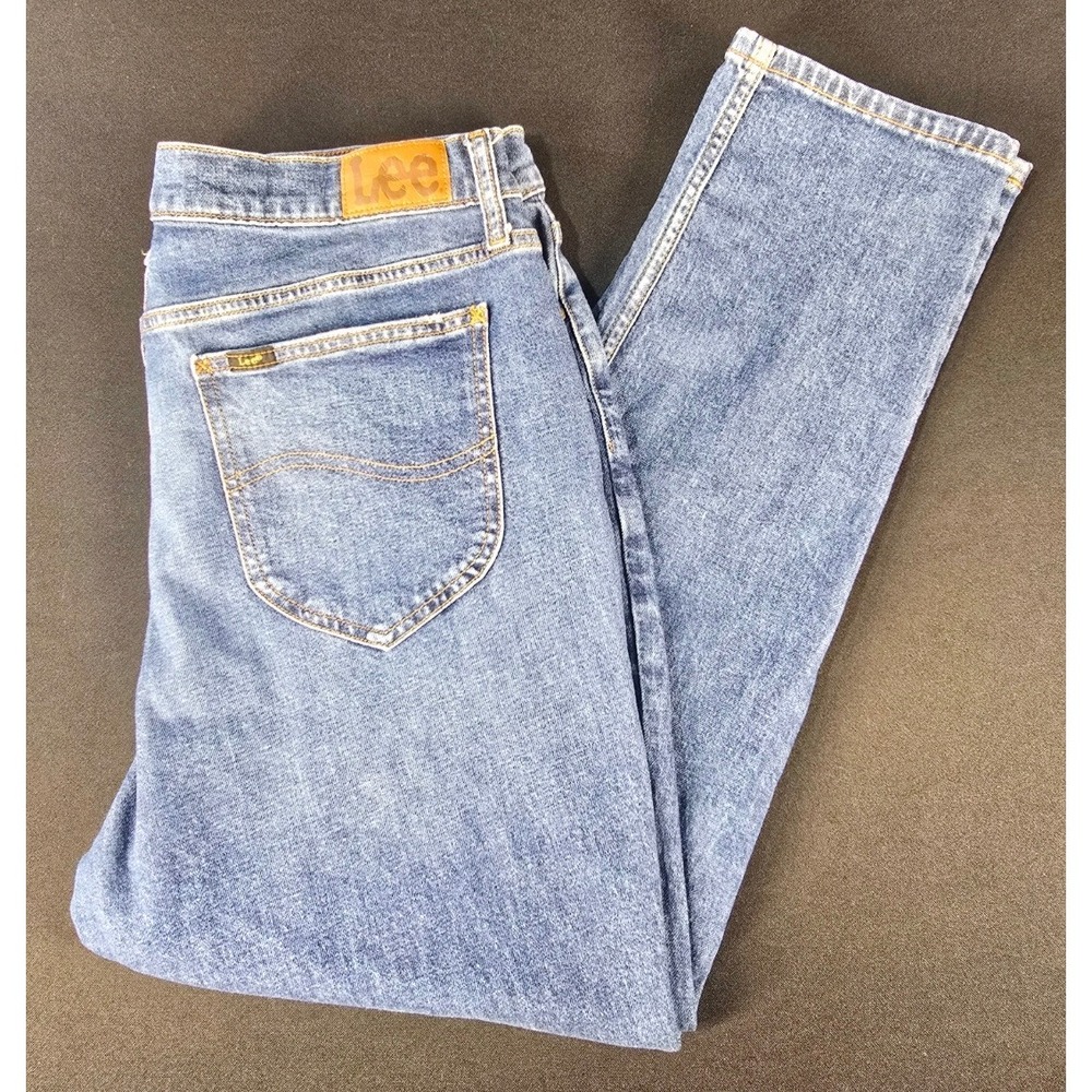 Lee Womens Straight Leg Jeans Medium Wash Blue Denim Stretch Size 14 Medium